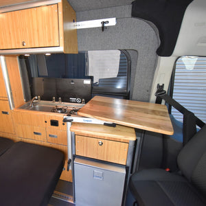 Swivel Table, Fridge Cabinet, and Kitchenette for Meals on the Go