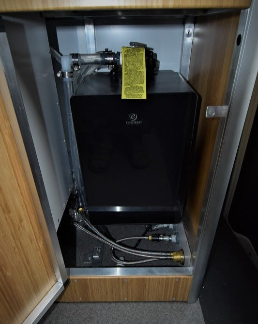 Optional Hot Water Heaters can be installed into a Wheel Well Cabinet