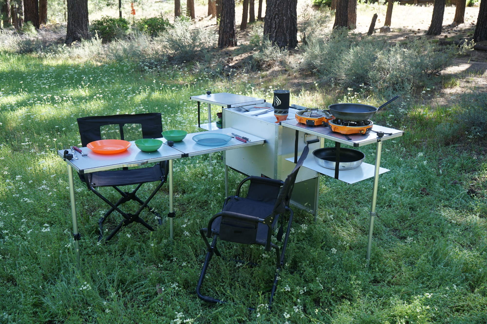 Add a table from Trail Kitchens. Compact, mounts anywhere, inside or out